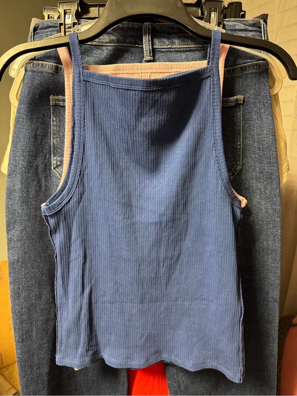 We The Free Mia High Square Neck Sleeveless Tank Top in Bell Weather Navy NWOT - Picture 5 of 8